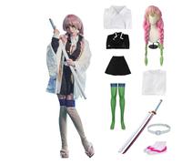 OURUEPY Full Set Womens Anime Cosplay Costume For Kanroji Mitsuri Party Role Costume Kimono Outfit Including Shoes Wig Sword