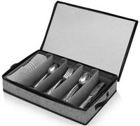 ouruer Silverware Organizer Chest,Silverware Storage Box,Stackable Flatware Storage Case,Spoon Organizer,Tableware Storage Box With 4 Dividers for Moving Transport,Kitchen Utensil cutlery Organizer