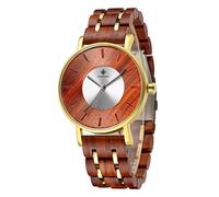 Ourui Men's Watches,Alloy Wood Watch Men's Fashion Personality Simple Waterproof Quartz Watch, Red Sandalwood Gold