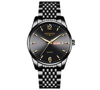 Ourui Men's Watches,Fashion Steel Band Double Calendar Luminous Waterproof Watch Trend Leather Strap Quartz Watch, U