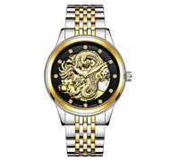 Ourui Wrist Watches,Dragon Embossed Lovers Waterproof Luminous Automatic Mechanical Watch Watch, Between Gold and Black