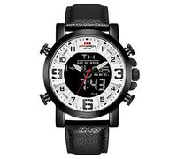 Ourui Wrist Watches,Dual Movement Sports Electronic Watch Waterproof Luminous Personality Men's Watch, White