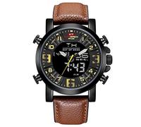Ourui Wrist Watches,Dual Movement Sports Electronic Watch Waterproof Luminous Personality Men's Watch, Brown