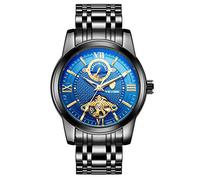 Ourui Wrist Watches,Fully Automatic Mechanical Watch Fashion Men's Through The Bottom Waterproof Watch, All Black and Blue