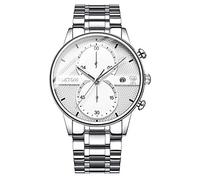 Ourui Wrist Watches,Luminous Waterproof Butterfly Snap Clasp Solid Steel Band Quartz Watch Men's Business Watch, Stainless Steel White Face