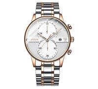 Ourui Wrist Watches,Luminous Waterproof Butterfly Snap Clasp Solid Steel Band Quartz Watch Men's Business Watch with White Face
