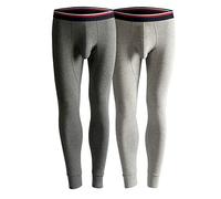 Ouruikia Men's Thermal Underwear Pants Thermal Bottoms Long Johns Bottoms Cotton Thermal Bottoms Light Grey/Dark Grey L