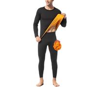 Ouruikia Men's Thermal Underwear Set Fleece Lined Undershirt Thermal Trousers Long Johns Base Layer Extra Thick Suit Super Warm, black, M