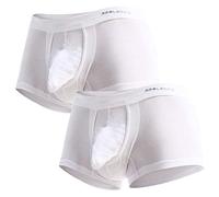 Ouruikia Men's Underwear Modal Boxer Briefs Lightweight Turnks Tagless Underpants with Separate Pouch White L