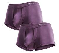 Ouruikia Men's Underwear Modal Boxer Briefs Lightweight Turnks Tagless Underpants with Separate Pouch Purple M