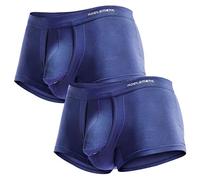 Ouruikia Men's Underwear Modal Boxer Briefs Lightweight Turnks Tagless Underpants with Separate Pouch Navy XL