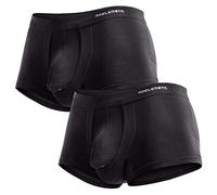 Ouruikia Men's Underwear Modal Boxer Briefs Lightweight Turnks Tagless Underpants with Separate Pouch Black S