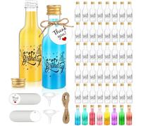 OurWarm 50 Pack Happy Birthday Mini Liquor Bottles, 1.7oz/50ml Empty Plastic Shot Bottles with Gold Screw Caps Funnels Tags & Twines for Juice Wine Alcohol Juicing Ginger Shots Birthday Party Favors