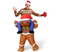OurWarm Inflatable Christmas Costume Adult, Cute Gingerbread Man Costume Blow up Christmas Costumes for Women/Men, Convenient Gingerbread Inflatable Costumes for Xmas Cosplay Party