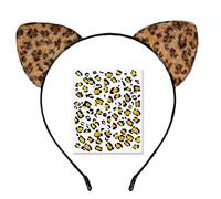 OuryTech Headband Carnival, Leopard Ears Headband Leopard Costume for Women, Sticker Face Carnival, Leopard Print Accessories for Fancy Dress Party Cosplay Women's Costume (Type A)