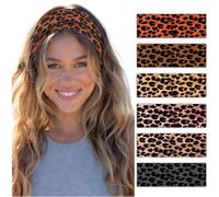 OuryTech Leopard Print Headband, 6 Pack Women's Hairband and Headband, Wide Leopard Headbands with Non-Slip Elastic Design for Sports & Everyday Use
