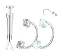 OuryTech Nose Piercing, Nose Ring and Nose Piercing Studs, 316L Surgical Steel Nose Piercing with CZ, Hypoallergenic Nostril Jewellery for Women & Men, Set of 6 Pieces