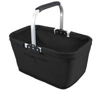 OuryTech Shopping Basket, 26L Foldable Shopping Basket, Sturdy Carry Basket & Picnic Basket, Large Folding Basket for Family, for Shopping, Travel and Camping (Black)