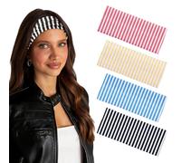 OuryTech Women's Headband, 4 Pack Striped Headbands for Ladies, Non-slip, Elastic Hairbands Made from Soft Fabric