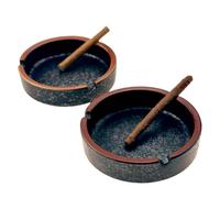 OUSACE Ceramic Ashtray Stylish Indoor & Outdoor Cigarette Ashtray for Home, Coffee Bars, and Patios，Lava Dazzling Black (Medium Size)(2PCS)