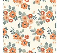 OUSCACH Peel and Stick Wallpaper Beige and Orange Floral and Leaves Wallpaper Vinyl Removable Self Adhesive Wallpaper for Bedroom,Farmhouse,Kitchen Accent Wall Decorations 17.7 "x 118"
