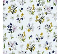 OUSCACH Peel and Stick Wallpaper Blue and Yellow Floral and Leaves Wallpaper Vinyl Removable Self Adhesive Wallpaper for Bedroom,Farmhouse,Kitchen Accent Wall Decorations 17.7 "x 118"