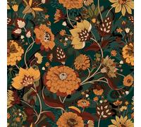 OUSCACH Peel and Stick Wallpaper Brown Floral and Leaves Wallpaper Vinyl Removable Self Adhesive Wallpaper for Bedroom,Farmhouse,Kitchen Accent Wall Decorations 17.7 "x 118"