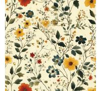 OUSCACH Peel and Stick Wallpaper Yellow and Green Floral and Leaves Wallpaper Vinyl Removable Self Adhesive Wallpaper for Bedroom,Farmhouse,Kitchen Accent Wall Decorations 17.7 "x 118"