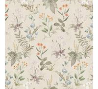 OUSCACH Vintage Peel and Stick Floral Wallpaper Boho White/Green Flowers and Grass Removable Self Adhesive Wallpaper for Bedroom, Farmhouse, Kitchen 17.7 "x 118" Vinyl Floral Contact Paper