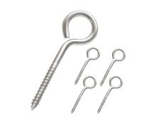 OUSCHR 5 Inches Screw Eyes, Heavy Duty Screw Eye Hooks Screw Eye Bolts for Hanging Indoor & Outdoor Use, Self Tapping Eyelet Screws for Woods Securing Cable Wires, 304 Stainless Steel, 5 PCS
