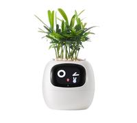 OUSEITECH Cute Smart Plant Pot, Interactive Plant Pot, Multifunctional intelligent Pet, Big Data With 7 Sensors To Assist In Planting, for Succulents and Other Small Plants (white)