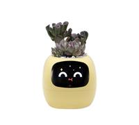 OUSEITECH Cute Smart Plant Pot, Interactive Plant Pot, Multifunctional intelligent Pet, Big Data With 7 Sensors To Assist In Planting, for Succulents and Other Small Plants (yellow)