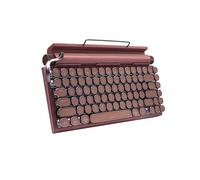 OUSEITECH Retro Typewriter Keyboard with Knob, 83-Key 75% layout Wirless Mechanical Keyboard (BT5.0/USB-C), Hot-Swap,14 Backlight Effects,Clicky-switch, for WIN/MAC/Android/ios, QWERTY-US (Rose red)