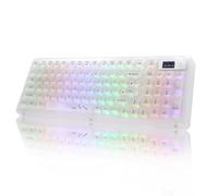 OUSEITECH V99 Tri-mode Misty Translucent Mechanical Keyboard, Multimedia Knob + 1.14TFT Screen, PC Keycaps, Hot-Swappable, RGB Backlighting,With Driver,4-Layer Sound-Dampening,QWERTY-US-Layout