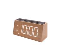 OUSEITECH Wooden Digital Clock, Beech Wood Bedroom Clock, Adjustable Brightness/Volume/Color, Multifunctional, Dual Aarm, Snooze Mode Function, DST Mode, Backup Battery, USB Charger, Office, colored