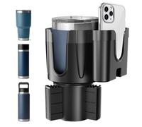 OUSHASAA 2-in-1-Car-Cup-Holder-Expander-Adapter with Phone Holder Adjustable Base Fits Most Cup Holder and Phones, Compatible for HydroFlask, Yeti, Nalgene, Large 32/40 oz Bottles in 3.2"-3.8" (1pcs)