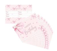 OUSHISS 24Pcs Pink Bow Birthday Party Invitation Cards, Pink Bow Coquette Birthday Party Supplies, Bow Kids Party Decoration Supplies