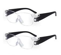 OuShiun 2-Pack Hands Free Magnifying Glasses with Light, 160% Lighted Magnifier Glasses, Great for Reading, Close Work and Crafts
