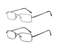 OuShiun 2-Pack Mens Reading Glasses Blue Light Blocking, Stylish Metal Frame Computer Readers for Men Anti Glare UV Fiter Eyeglasses（Gun Metal/Black 1.0