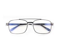 OuShiun Blue Light Blocking Reading Glasses - Metal Double-Bridge Design,Lightweight Frame Unisex (Silver, 1.0)