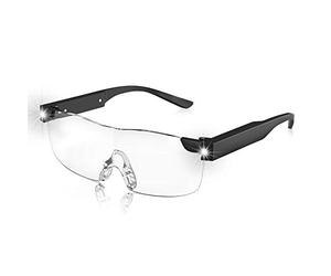 OuShiun Hands Free Magnifying Glass with Light, 160% Magnifier Eyeglasses USB Rechargeable, Great for Crafts, Reading and Close Work (Black, 1.6X)