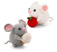 Ousidiman Beginners Crochet Kits Mouse Crochet Yarn Set with Crochet Hooks Animal Crochet Kits