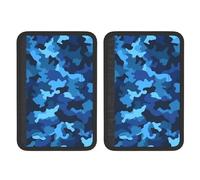 OUSIKA 2 Pack Universal Car Seat Belt Pads Cover Blue Camo Print Seat Belt Shoulder Strap Covers Breathable Soft Harness Pad Backpack Shoulder Pad