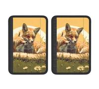 OUSIKA 2 Pack Universal Car Seat Belt Pads Cover Summer Two Fox Animal Print Seat Belt Shoulder Strap Covers Breathable Soft Harness Pad Backpack Shoulder Pad