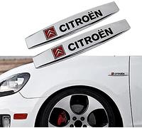 OUSIKA 2 Pcs Car 3D Metal Stickers, Side Door Side Window Emblem Decals, Hood Rear Trunk Emblem Styling Accessories, For Citroen C1 C4 Cactus C3 Berlingo C5 Saxo