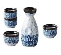 OUSIKA 5 Piece Sake Set, Durable Ceramic Japanese Sake Set with 1 Sake Pot and 4 Sake Cups for Hot or Cold Sake at Home or Restaurant Mugs