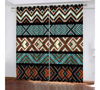 OUSIKA Black Out Curtains For Bedroom Uk Ethnic Style Painting Blackout Curtain 3D Super Soft Kids 78x78Inch 2Pcs Thermal Insulated Ring Top Eyelet Room Darkning Living Room