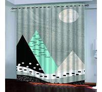 OUSIKA Black Out Curtains For Bedroom Uk Full Moon Abstract Mountain Range Blackout Curtain 3D Super Soft Kids 78x78Inch 2Pcs Thermal Insulated Ring Top Eyelet Room Darkning Living Room