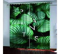 OUSIKA Black Out Curtains For Bedroom Uk Green Jungle Print Blackout Curtain 3D Super Soft Kids 78x78Inch 2Pcs Thermal Insulated Ring Top Eyelet Room Darkning Living Room