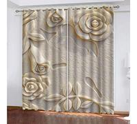 OUSIKA Black Out Curtains For Bedroom Uk Jade Carved Rose Petals Blackout Curtain 3D Super Soft Kids 78x78Inch 2Pcs Thermal Insulated Ring Top Eyelet Room Darkning Living Room